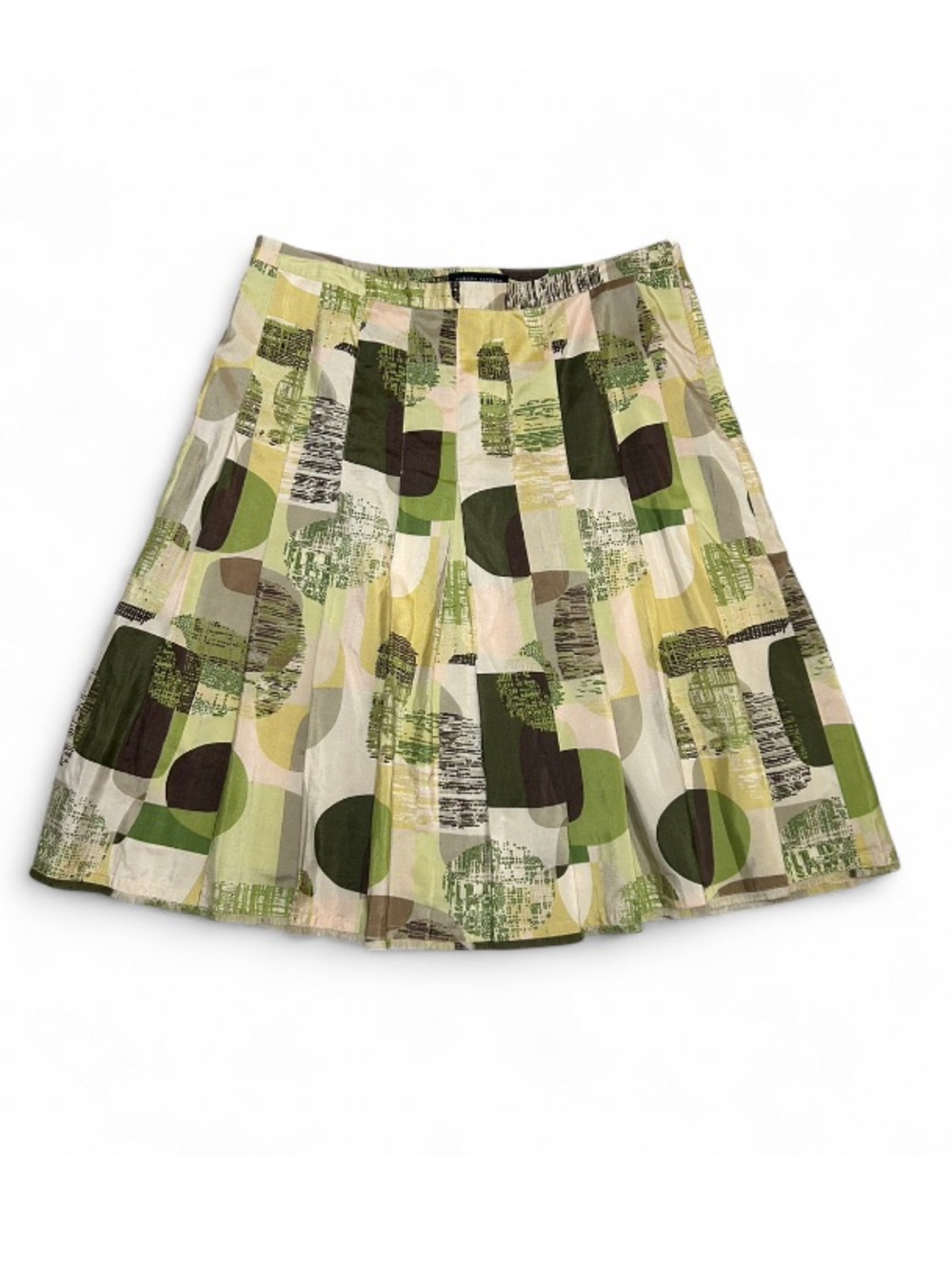 Banana Republic vintage style pleated midi skirt, 100% silk, abstract print. M